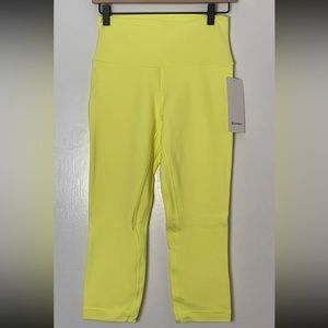 NEW Lululemon Align High Rise Crop Leggings 21" ELLE Electric Lemon Size 8 Neon